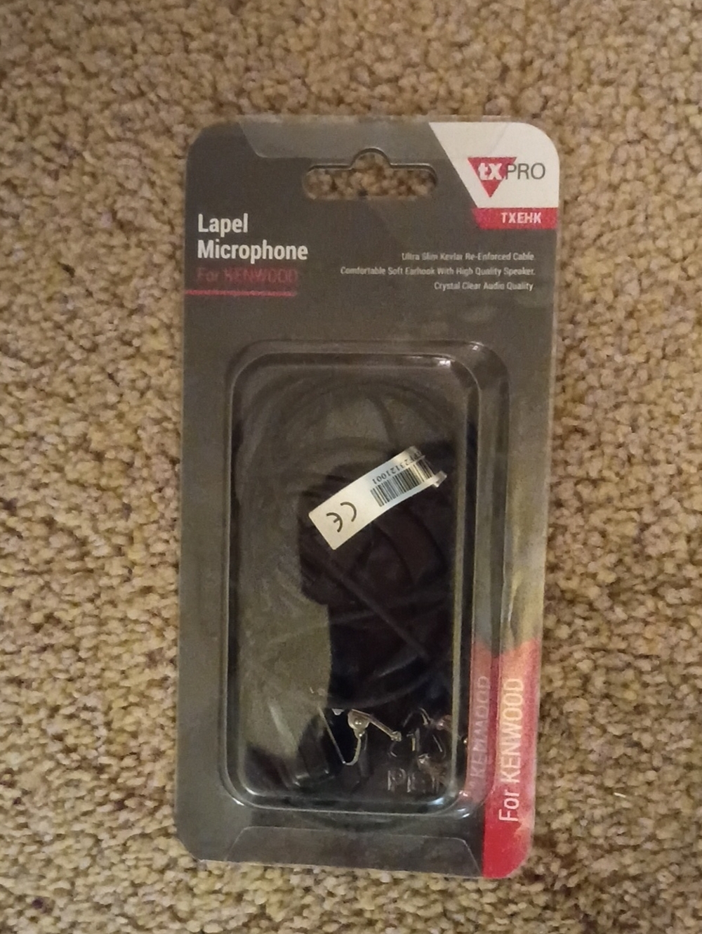 TX Pro Black Lapel Microphone for Kenwood - Clip-On Lavalier Mic